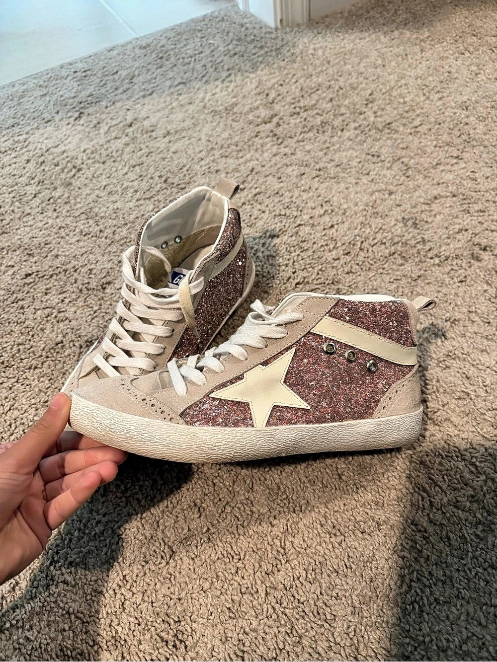Golden Goose Women's Mid Star Glitter Mid Top Sneakers